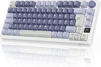 RK ROYAL KLUDGE M75 Vezeték Nélküli Mechanikus Gamer Billentyűzet, 75% TKL, RGB, QWERTZ, OLED Kijelző, Hot-Swap Brown Switch, Lila 1