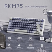 RK ROYAL KLUDGE M75 Vezeték Nélküli Mechanikus Gamer Billentyűzet, 75% TKL, RGB, QWERTZ, OLED Kijelző, Hot-Swap Brown Switch, Lila 2