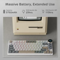 Nízkoprofilová mechanická klávesnica RK ROYAL KLUDGE N80 s inteligentným displejom | 75 % bezdrôtová mechanická klávesnica s horným uchytením (top mount), tromi režimami pripojenia, otočným ovládačom, podporou softvéru, batériou s vysokou kapacitou, vymeniteľnými spínačmi a retro sivou farbou 7