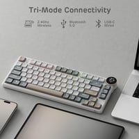 Nízkoprofilová mechanická klávesnica RK ROYAL KLUDGE N80 s inteligentným displejom | 75 % bezdrôtová mechanická klávesnica s horným uchytením (top mount), tromi režimami pripojenia, otočným ovládačom, podporou softvéru, batériou s vysokou kapacitou, vymeniteľnými spínačmi a retro sivou farbou 3
