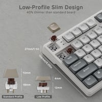 Nízkoprofilová mechanická klávesnica RK ROYAL KLUDGE N80 s inteligentným displejom | 75 % bezdrôtová mechanická klávesnica s horným uchytením (top mount), tromi režimami pripojenia, otočným ovládačom, podporou softvéru, batériou s vysokou kapacitou, vymeniteľnými spínačmi a retro sivou farbou 5