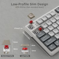 Tastatură mecanică Low Profile RK ROYAL KLUDGE N80 cu ecran inteligent - Switch-uri Red cu profil jos, gri nisipiu 5