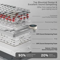 Tastatură mecanică Low Profile RK ROYAL KLUDGE N80 cu ecran inteligent - Switch-uri Red cu profil jos, gri nisipiu 4