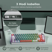 RK ROYAL KLUDGE R65 Gamer Billentyűzet 60% Elrendezés, Vezeték Nélküli Bluetooth/2.4G/USB-C, RGB Háttérvilágítás, Hot-Swap Creamy Kapcsolók, 3