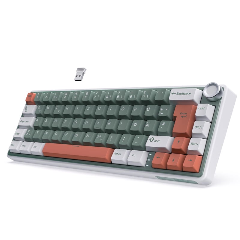 RK ROYAL KLUDGE R65 Herná klávesnica 60% Rozloženie, Bezdrôtová Bluetooth/2.4G/USB-C, RGB Podsvietenie, Hot-Swap Creamy Spínače,