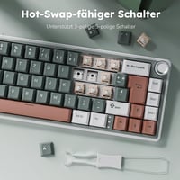 RK ROYAL KLUDGE R65 Gamer Billentyűzet 60% Elrendezés, Vezeték Nélküli Bluetooth/2.4G/USB-C, RGB Háttérvilágítás, Hot-Swap Creamy Kapcsolók, 7