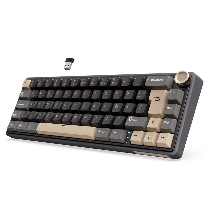 RK ROYAL KLUDGE R65 Mehanička igraća tipkovnica - 60% kompaktna, bežična, RGB, PBT kapice tipki, QWERTZ, hot swap linear prekidači, 3 veze