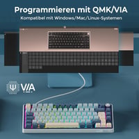 RK ROYAL KLUDGE R75 Mechanikus Billentyűzet - 75% TKL Vezeték Nélküli Gamer Billentyűzet, RGB, Bluetooth/2.4G/USB-C, Hot-Swap Linear Creamy  8