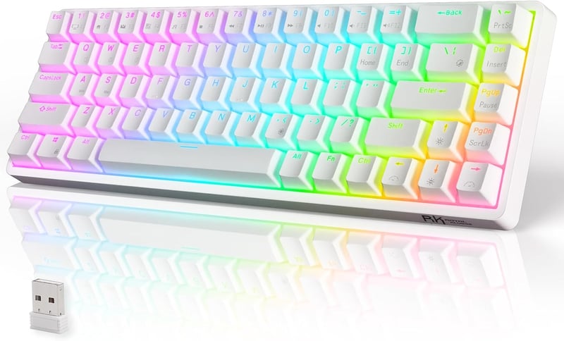 RK ROYAL KLUDGE RK G68 Wireless Mechanikus Billentyűzet 65% RGB Gaming Kék Switch