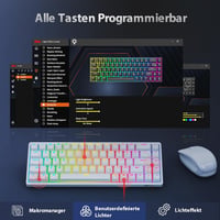 RK ROYAL KLUDGE RK G68 Wireless Mechanikus Billentyűzet 65% RGB Gaming Kék Switch 6