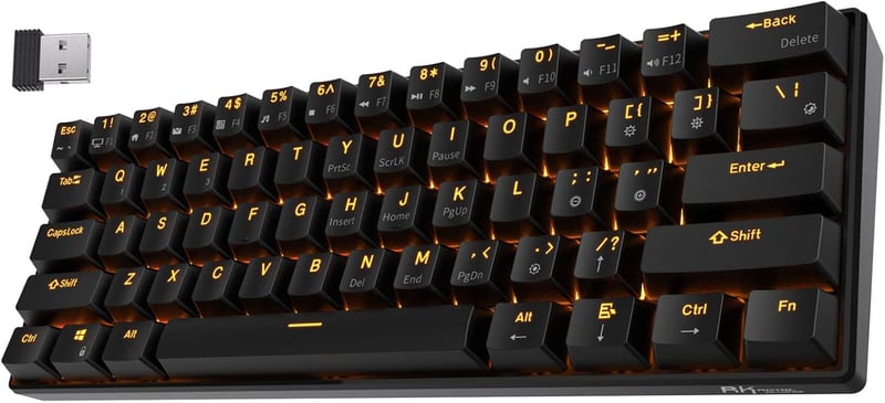RK ROYAL KLUDGE RK61 Kompakt Mechanikus Gamer Billentyűzet - 61 Gombos, Cserélhető Kék Kapcsolók, 3 Módú Csatlakozás, Háttérvilágítás, Windo