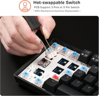 RK ROYAL KLUDGE RK61 Kompakt Mechanikus Gamer Billentyűzet - 61 Gombos, Cserélhető Kék Kapcsolók, 3 Módú Csatlakozás, Háttérvilágítás, Windo 3