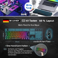 RK ROYAL KLUDGE RK61 RGB 60% Mechanikus Gamer Billentyűzet, Vezeték Nélküli/Vezetékes Bluetooth, Hot-Swap Lineáris Red Switch, Többeszközös  8