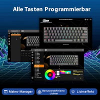 RK ROYAL KLUDGE RK61 RGB 60% Mechanikus Gamer Billentyűzet, Vezeték Nélküli/Vezetékes Bluetooth, Hot-Swap Lineáris Red Switch, Többeszközös  5