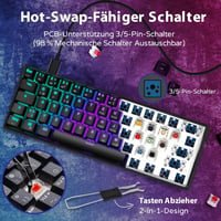 RK ROYAL KLUDGE RK61 RGB 60% Mechanikus Gamer Billentyűzet, Vezeték Nélküli/Vezetékes Bluetooth, Hot-Swap Lineáris Red Switch, Többeszközös  3