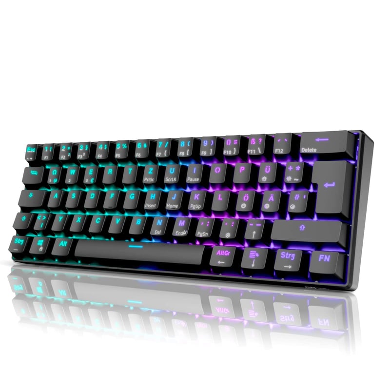 RK ROYAL KLUDGE RK61 RGB 60% Mehanička Gaming Tipkovnica, Bežična/Žičana Bluetooth, Hot-Swap Linearni Crveni Prekidači, Višeuređajna