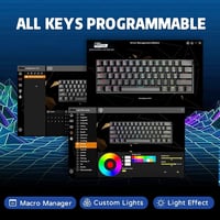 RK ROYAL KLUDGE RK61 RGB 60% Mechanikus Gaming Billentyűzet Wireless Bluetooth Kék Switch 4