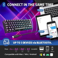 RK ROYAL KLUDGE RK61 RGB 60% Mechanikus Gaming Billentyűzet Wireless Bluetooth Kék Switch 5