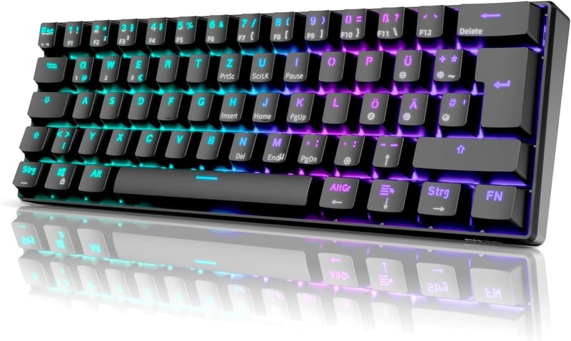 RK ROYAL KLUDGE RK61 RGB 60% Mechanikus Gaming Billentyűzet Wireless Bluetooth Kék Switch
