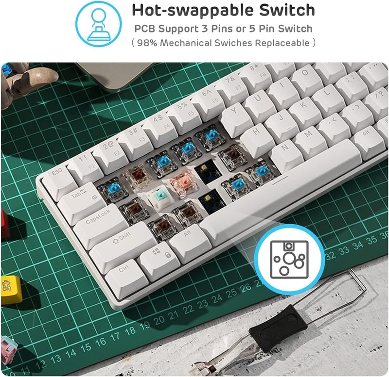 RK Royal Kludge RK61-US 60% Mechanikus Billentyűzet Vezeték Nélküli Bluetooth USB