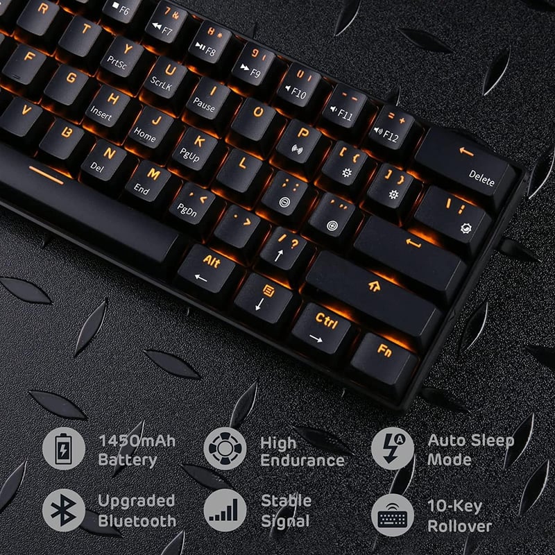 RK Royal Kludge RK61-US 60% Mechanikus Billentyűzet Vezeték Nélküli Bluetooth USB