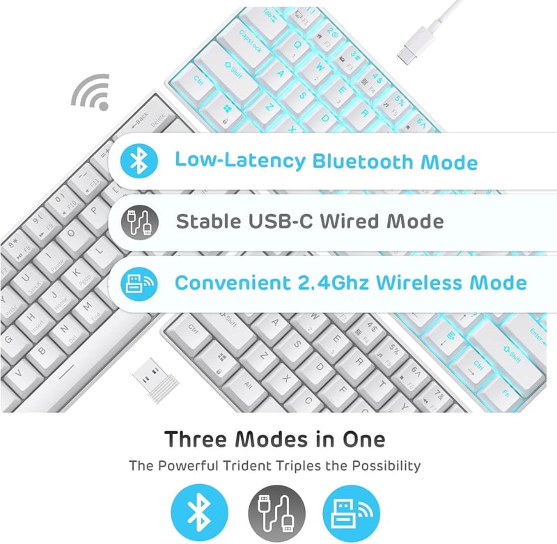 RK Royal Kludge RK61-US 60% Mechanikus Billentyűzet Vezeték Nélküli Bluetooth USB