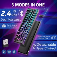 RK ROYAL KLUDGE RK61 Vezeték Nélküli Mechanikus Billentyűzet - Hot Swap, RGB Háttérvilágítás, 3 Módú Csatlakozás, 60% Kompakt, Win/Mac/Andro 2