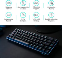 RK ROYAL KLUDGE RK68 Wireless Mechanikus Billentyűzet 65% Kompakt Bluetooth Gaming Csere Kapcsoló Fekete 2