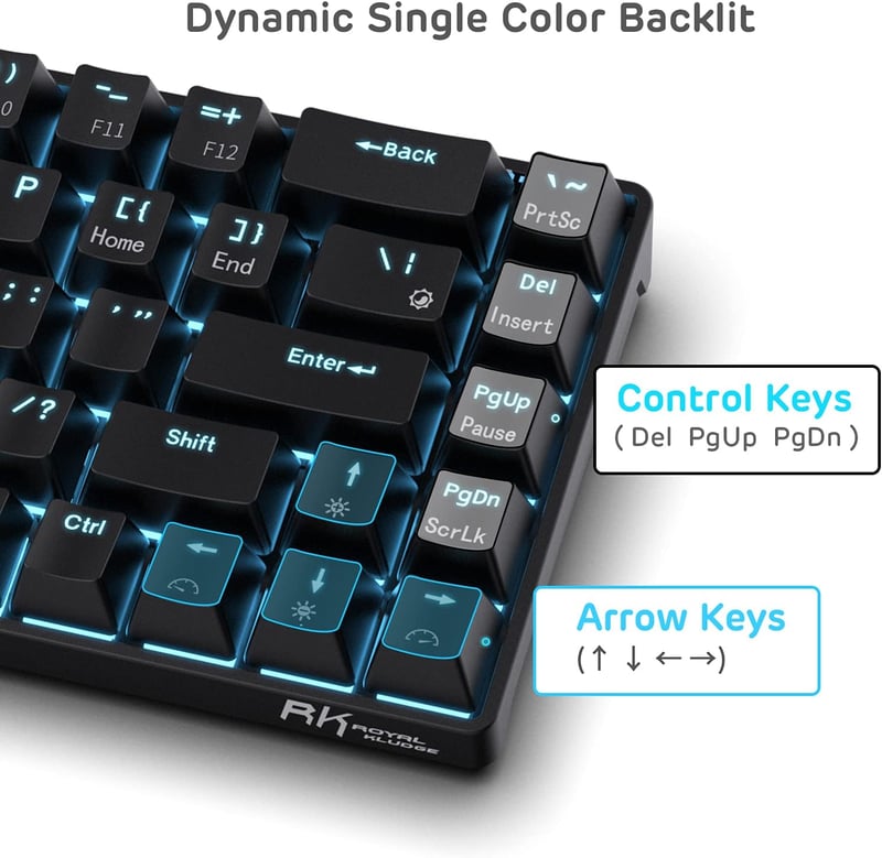 RK ROYAL KLUDGE RK68 Wireless Mechanikus Billentyűzet 65% Kompakt Bluetooth Gaming Csere Kapcsoló Fekete