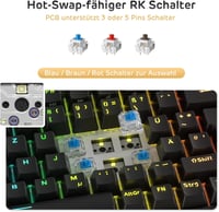 RK ROYAL KLUDGE RK84-DE 75% Mechanikus Gaming Billentyűzet, Brown Switch, RGB Háttérvilágítás 4