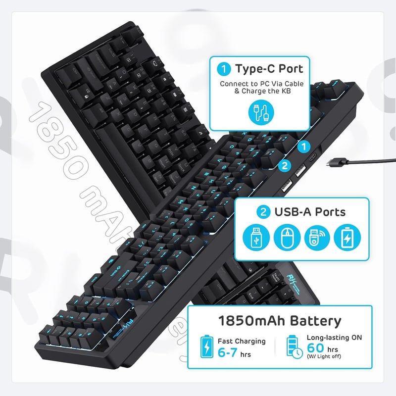 RK ROYAL KLUDGE RK89 85% mechanikus billentyűzet Bluetooth 2.4G USB-C piros kapcsoló