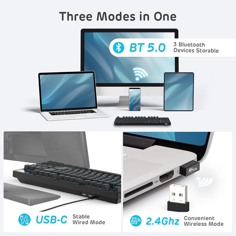 RK ROYAL KLUDGE RK89 85% mechanikus billentyűzet Bluetooth 2.4G USB-C piros kapcsoló