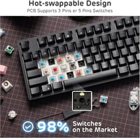 RK ROYAL KLUDGE RK89 85% mechanikus billentyűzet Bluetooth 2.4G USB-C piros kapcsoló 4