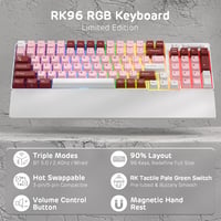 Tastatură mecanică RK Royal Kludge RK96 RGB Limited Edition, cu switch-uri interschimbabile - Darling Pink 6