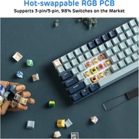 RK ROYAL KLUDGE RK96 RGB mechanikus billentyűzet, 96 gomb, Bluetooth 5.0, erdei kék 5