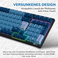 Tastatură Mecanică de Gaming RK ROYAL KLUDGE RK98 - Iluminare de Fundal RGB Wireless, Switch-uri Brown Hot-Swap, 3 Moduri de Conectare, 100 Taste 10