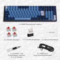 RK ROYAL KLUDGE RK98 Mechanikus Gamer Billentyűzet Vezeték Nélküli 2.4G Bluetooth QWERTZ Brown Switch RGB 9