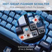 Tastatură Mecanică de Gaming RK ROYAL KLUDGE RK98 - Iluminare de Fundal RGB Wireless, Switch-uri Brown Hot-Swap, 3 Moduri de Conectare, 100 Taste 3