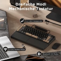 RK ROYAL KLUDGE S70 Wireless Mechanikus Gamer Billentyűzet Split Ergonomikus QWERTZ RGB 3