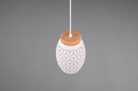 Lampă suspendată RL LIVE YOUR LIGHT Bidar R31571031 – Metal alb mat și lemn natural, cu dulie E27 7