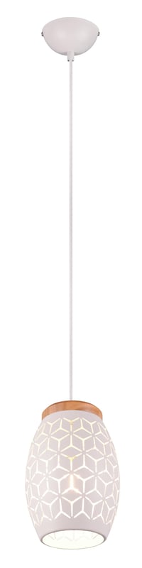 Lampă suspendată RL LIVE YOUR LIGHT Bidar R31571031 – Metal alb mat și lemn natural, cu dulie E27 1