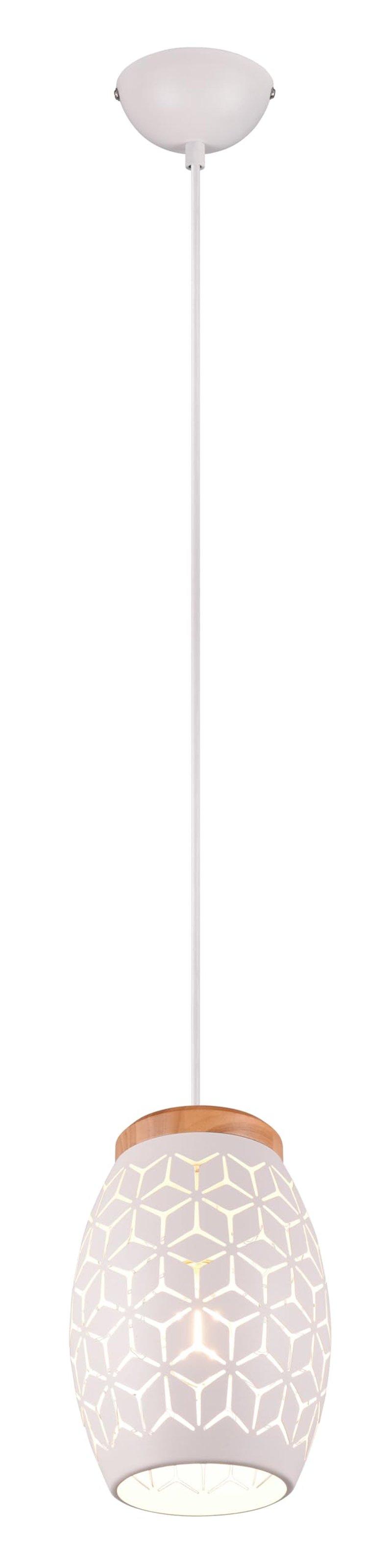 Lampă suspendată RL LIVE YOUR LIGHT Bidar R31571031 – Metal alb mat și lemn natural, cu dulie E27