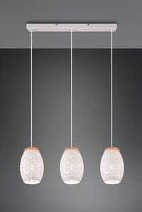 RL Live Your Light Bidar R31573031 függőlámpa – fehér matt fém, natúr fa, 3xE27 foglalattal — horpadt lámpák (állapot: lásd a 2. képet) 6