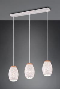 RL Live Your Light Bidar R31573031 függőlámpa – fehér matt fém, natúr fa, 3xE27 foglalattal — horpadt lámpák (állapot: lásd a 2. képet) 5