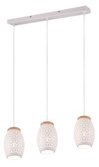 RL Live Your Light Bidar R31573031 függőlámpa – fehér matt fém, natúr fa, 3xE27 foglalattal — horpadt lámpák (állapot: lásd a 2. képet) 1