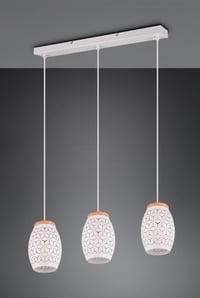 RL Live Your Light Bidar R31573031 függőlámpa – fehér matt fém, natúr fa, 3xE27 foglalattal — horpadt lámpák (állapot: lásd a 2. képet) 9