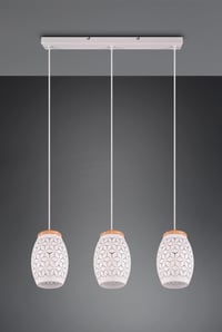 RL Live Your Light Bidar R31573031 függőlámpa – fehér matt fém, natúr fa, 3xE27 foglalattal — horpadt lámpák (állapot: lásd a 2. képet) 10