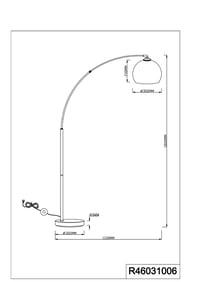 RL Live Your Light Brasilia R46031006 zakrivljena podna lampa s lampom za čitanje – kromirani metal, bijeli akrilni abažur, E27 grlo, rasvjeta za dnevni boravak 4