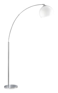 RL Live Your Light Brasilia R46031006 zakrivljena podna lampa s lampom za čitanje – kromirani metal, bijeli akrilni abažur, E27 grlo, rasvjeta za dnevni boravak 1