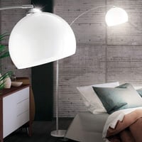 RL Live Your Light Brasilia R46031006 zakrivljena podna lampa s lampom za čitanje – kromirani metal, bijeli akrilni abažur, E27 grlo, rasvjeta za dnevni boravak 2